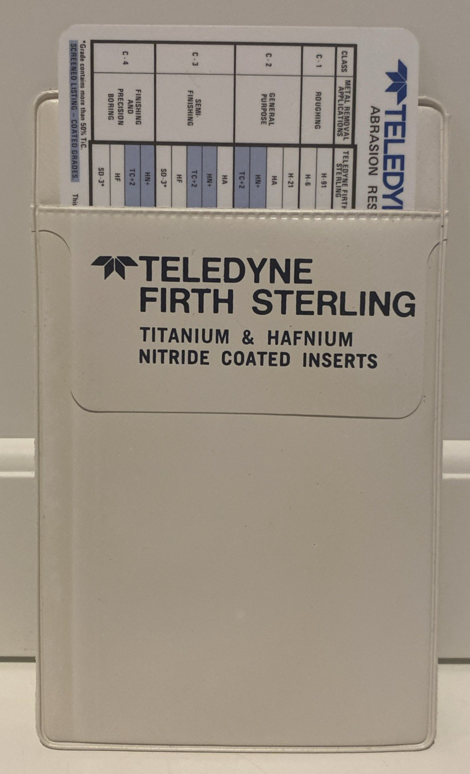 Vtg Teledyne Firth Sterling Pocket Protector w Grade Comparison Chart Card