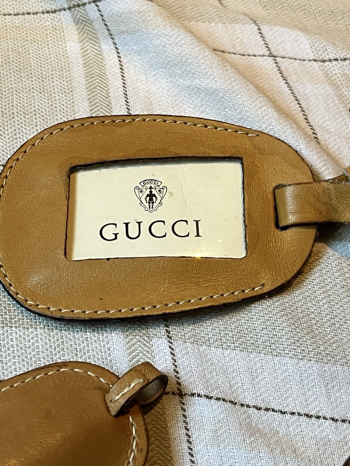 Gucci Brass Luggage Padlock and Key With Pouch ID Tag Vintage Travel Accessory