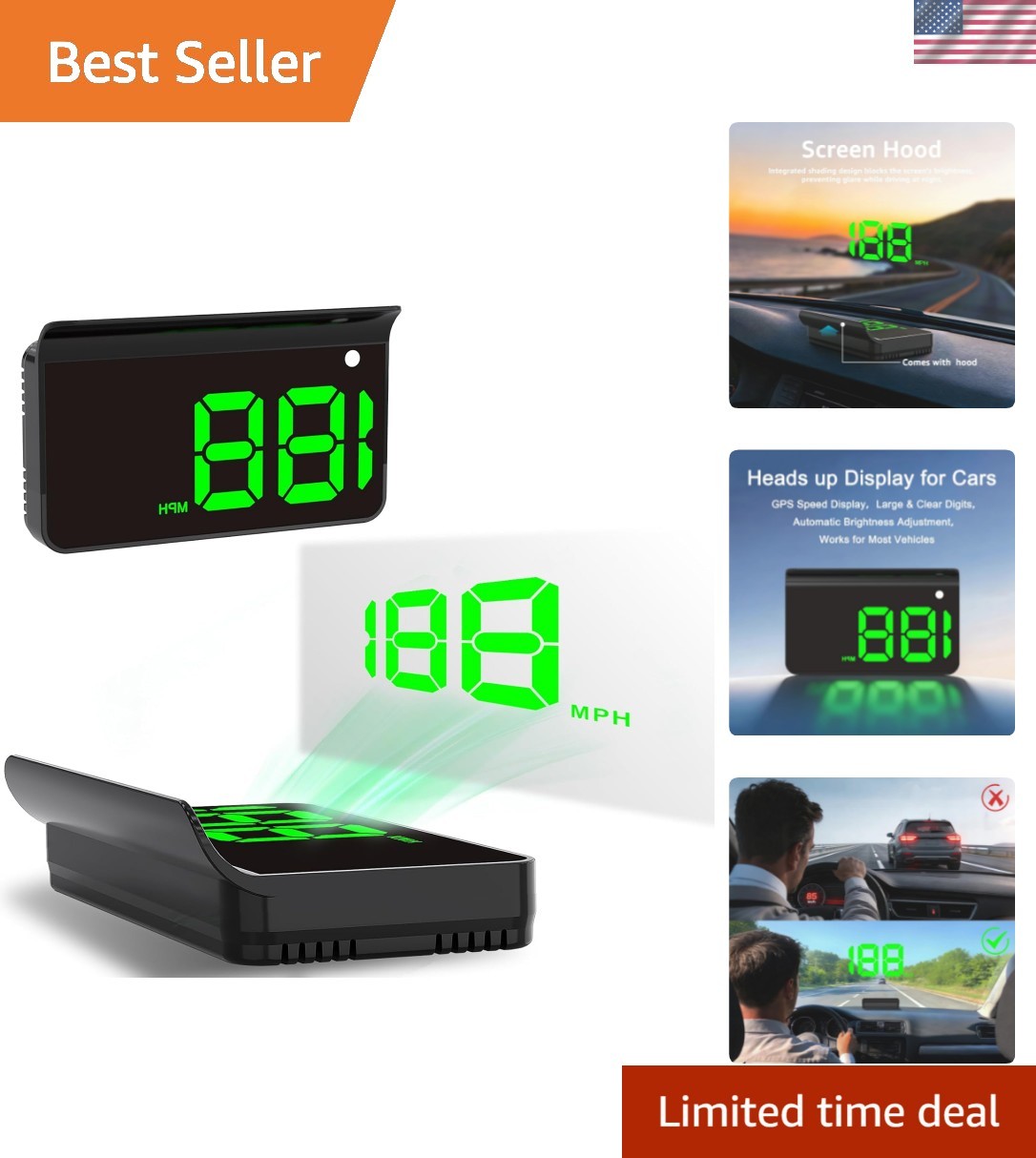 Heads up Display for Cars,Car HUD,Head up Display for Car,Digital GPS ,USB Ca…
