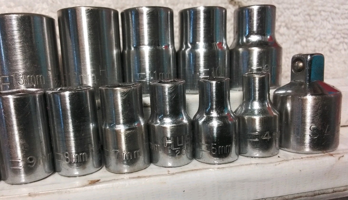 19pc. HUSKY 1/4″ & 3/8″ DRIVE 6PT SHALLOW METRIC SOCKET SET &ADAPTER USA 🇺🇸