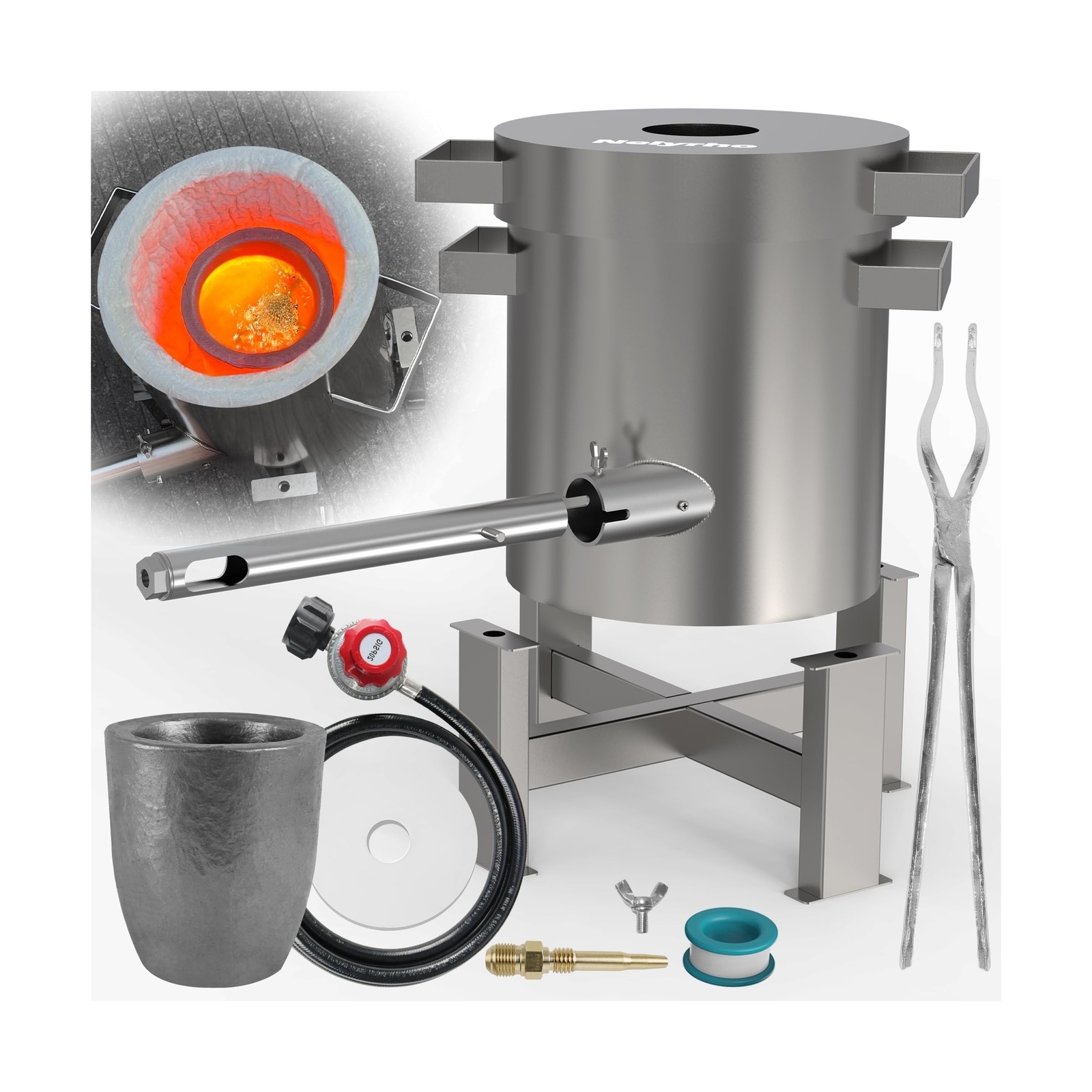 Nelyrho Propane Smelting Furnace Kit with 7kg Crucible, Support Stand, Tongs …