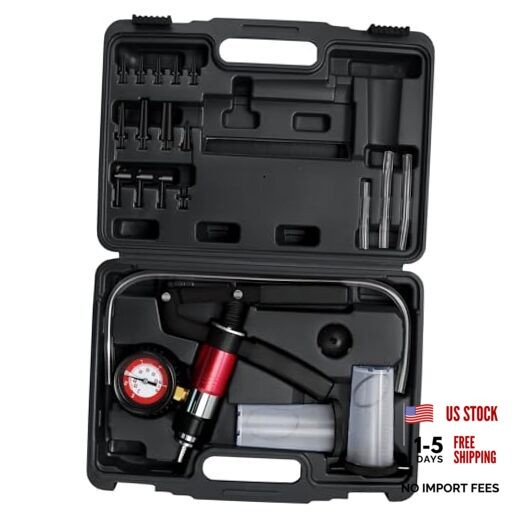 Hand Held Vacuum and Pressure Pump Brake Clutch Fluid Bleeder Tool Kit Black