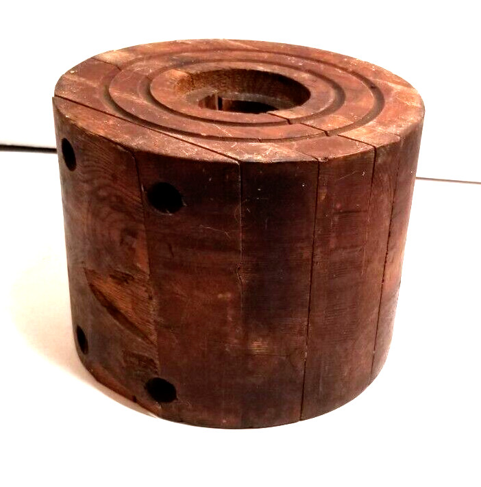Antique Wooden Leather Belt Wheel Mill Farm Pulley 6.25×8