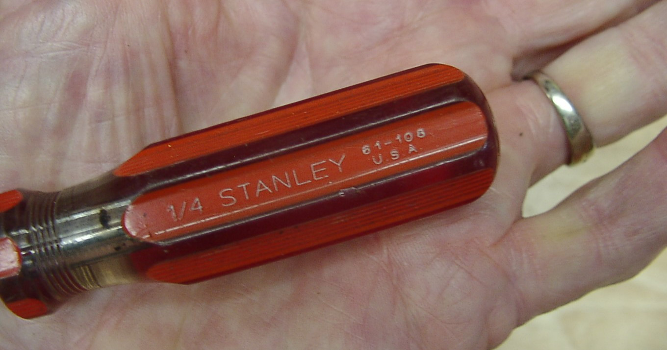Vntg Stanley 61-108 USA 3/16″ Nut Driver,6-1/4″,Red & Clear Plastic Handle,VGC