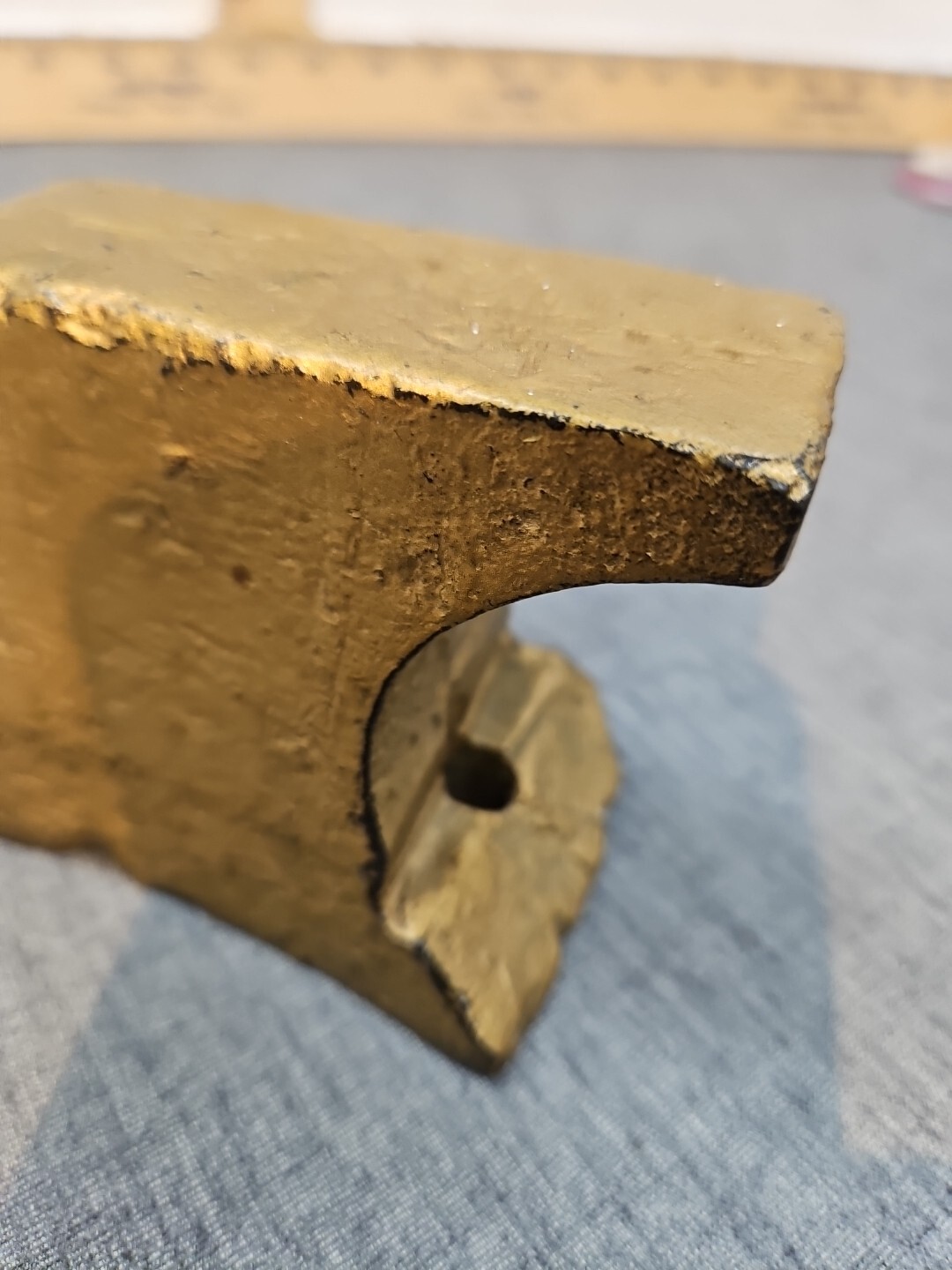 Vintage 5.75” Small Cast Iron Anvil 3.2 Lbs Decor Painted Gold