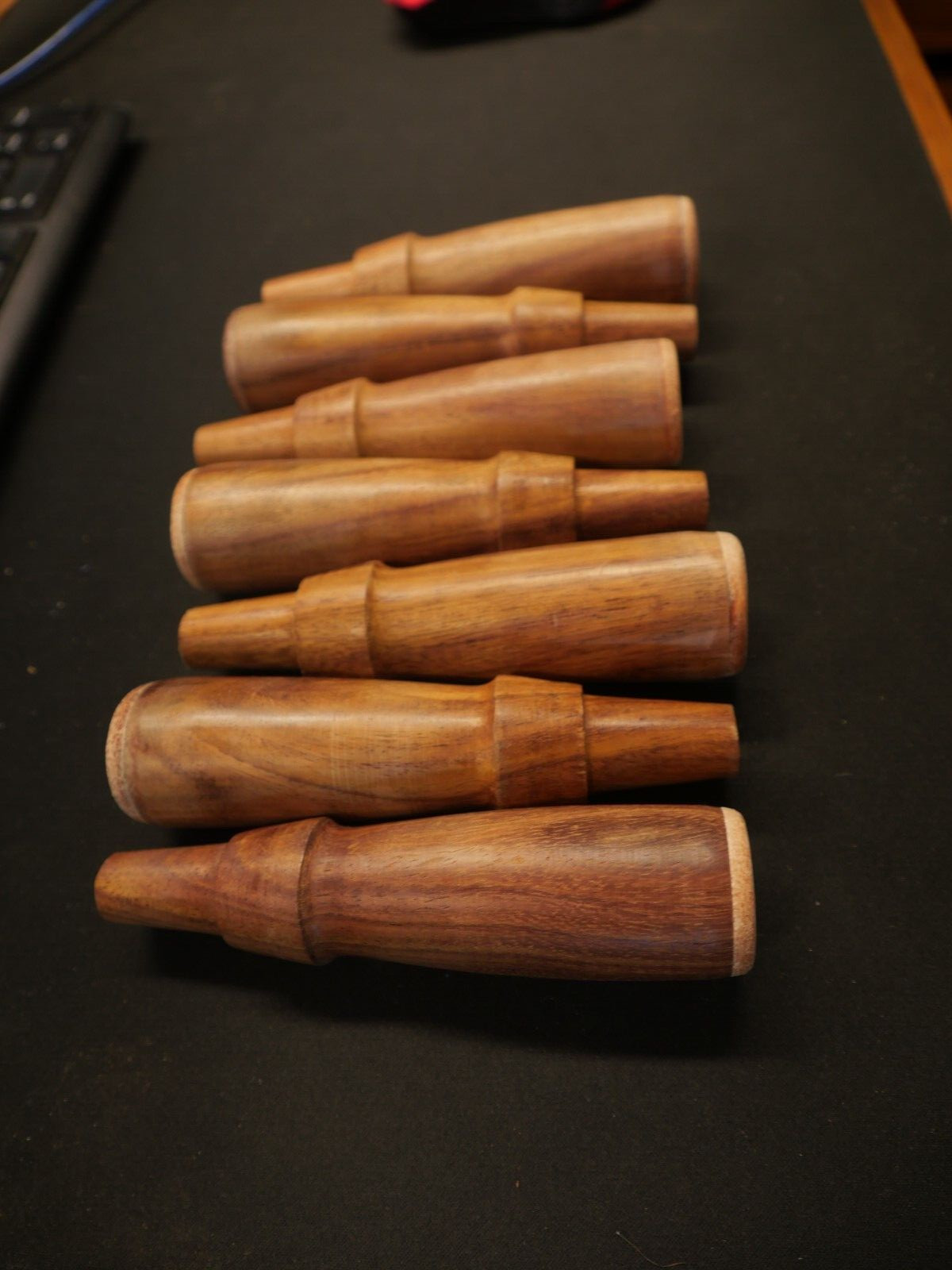 LOT OF 7 NEW LEATHER BUTT ROSEWOOD SOCKET CHISEL HANDLES FOR TOOL RESTORATION