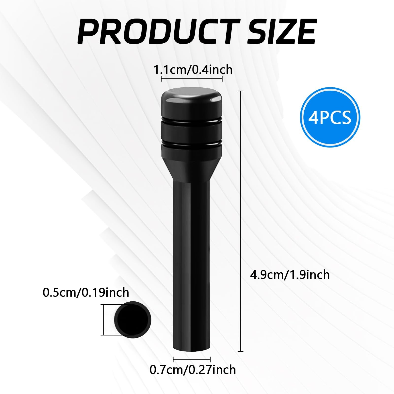 SWQS 4 PCS Car Door Lock Knobs, Aluminum Alloy 1.92 x 0.47 inches, Black