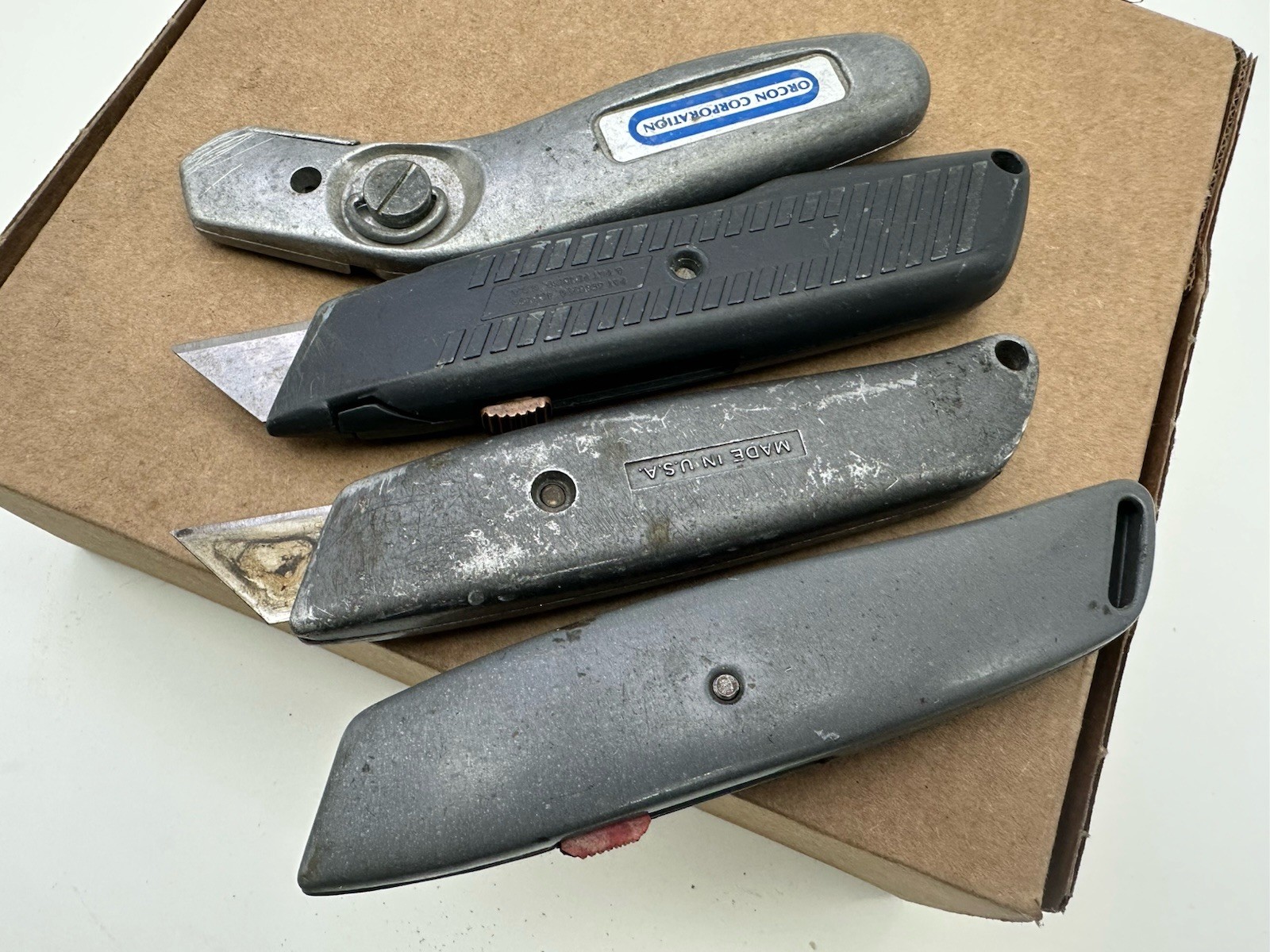 VINTAGE Utility Knife LOT STANLEY Allway Orcon 4 Pieces All Made In USA