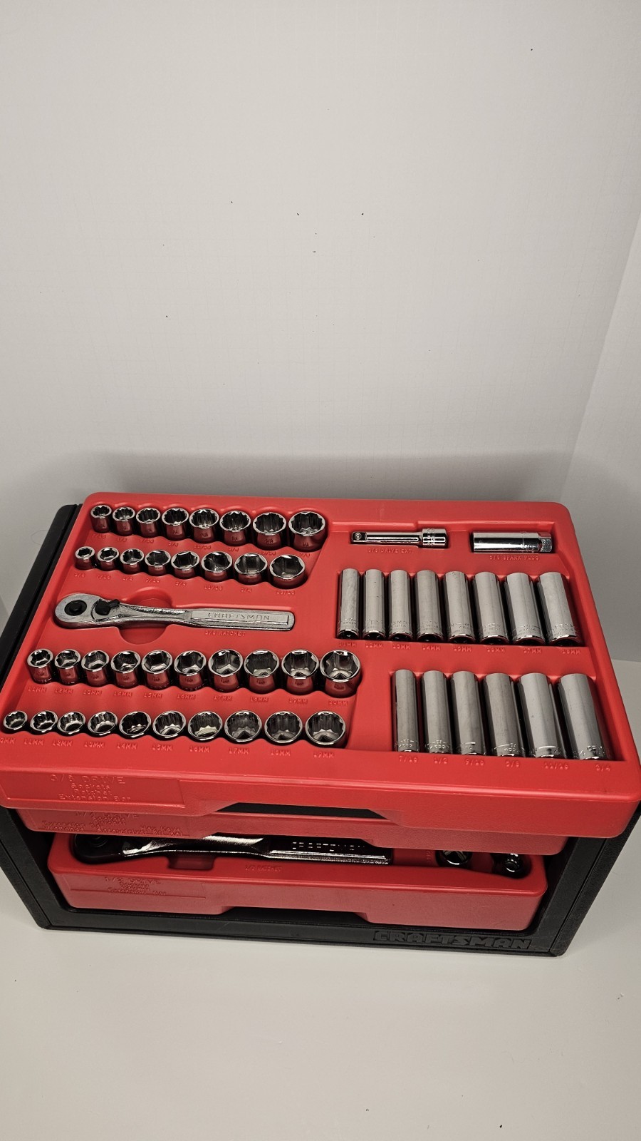 MINT Sears Craftsman USA Nos 190pc 3 Drawer Mechanics Tool Set 33190 Socket Wren