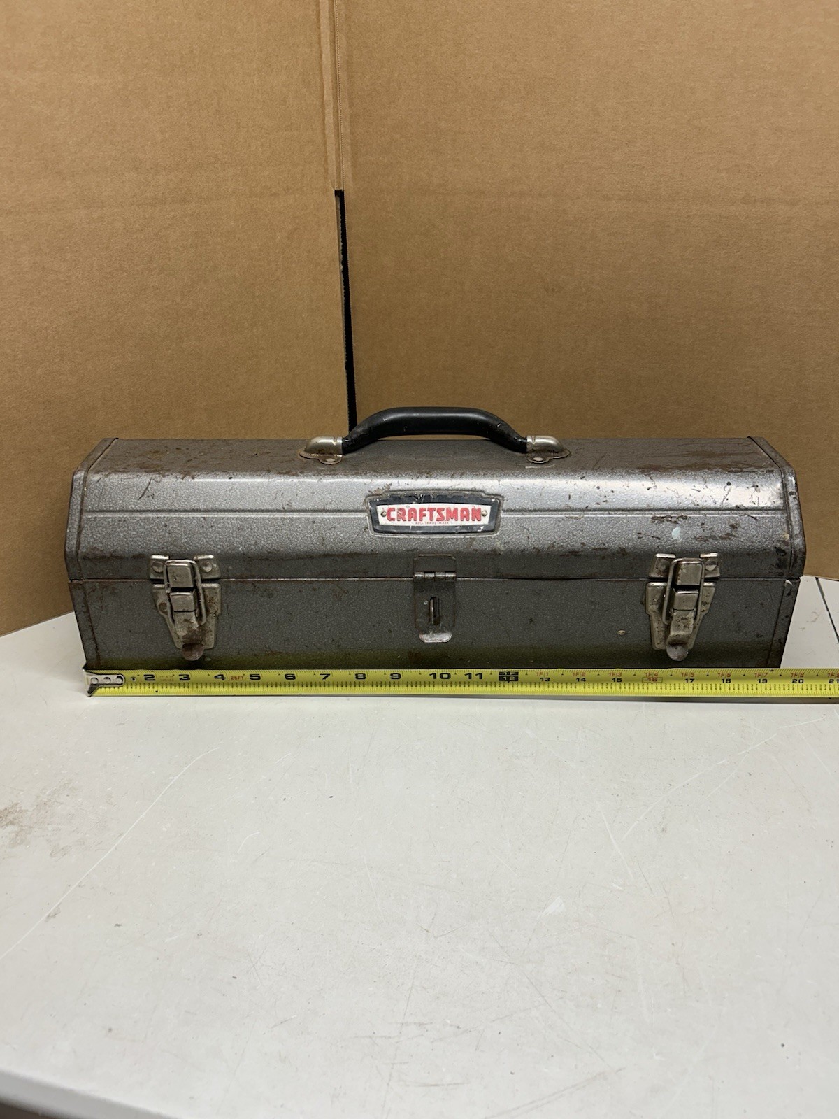Vintage Craftsman 6516 Crown Logo Tombstone Metal Tool Box w/ Tray USA