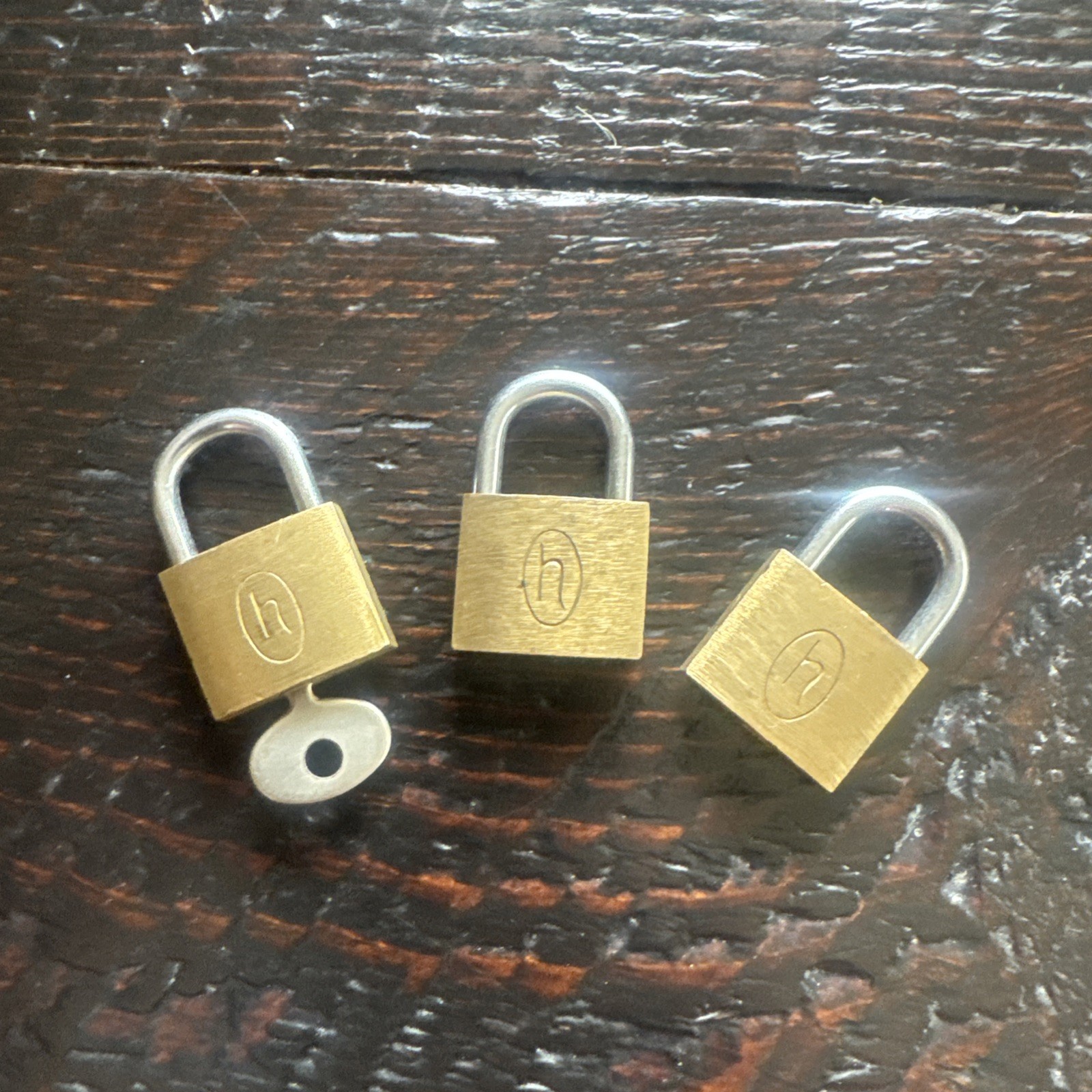 Vintage Hartmann Genuine Luggage Brass Padlocks & Key | 3 Locks & 1 Key