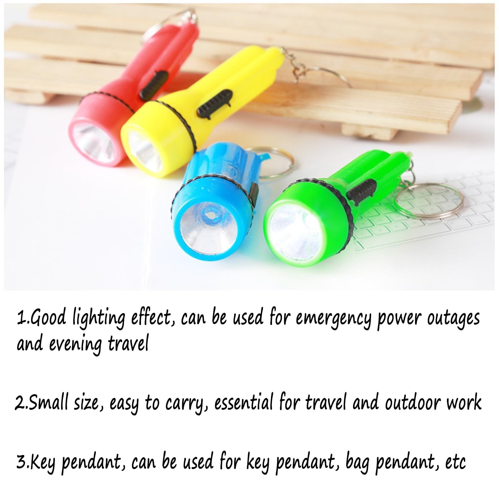 Winbar Mini Flashlight Keychain, 24PCS Bulk Assorted Red, Yellow, Blue, Green