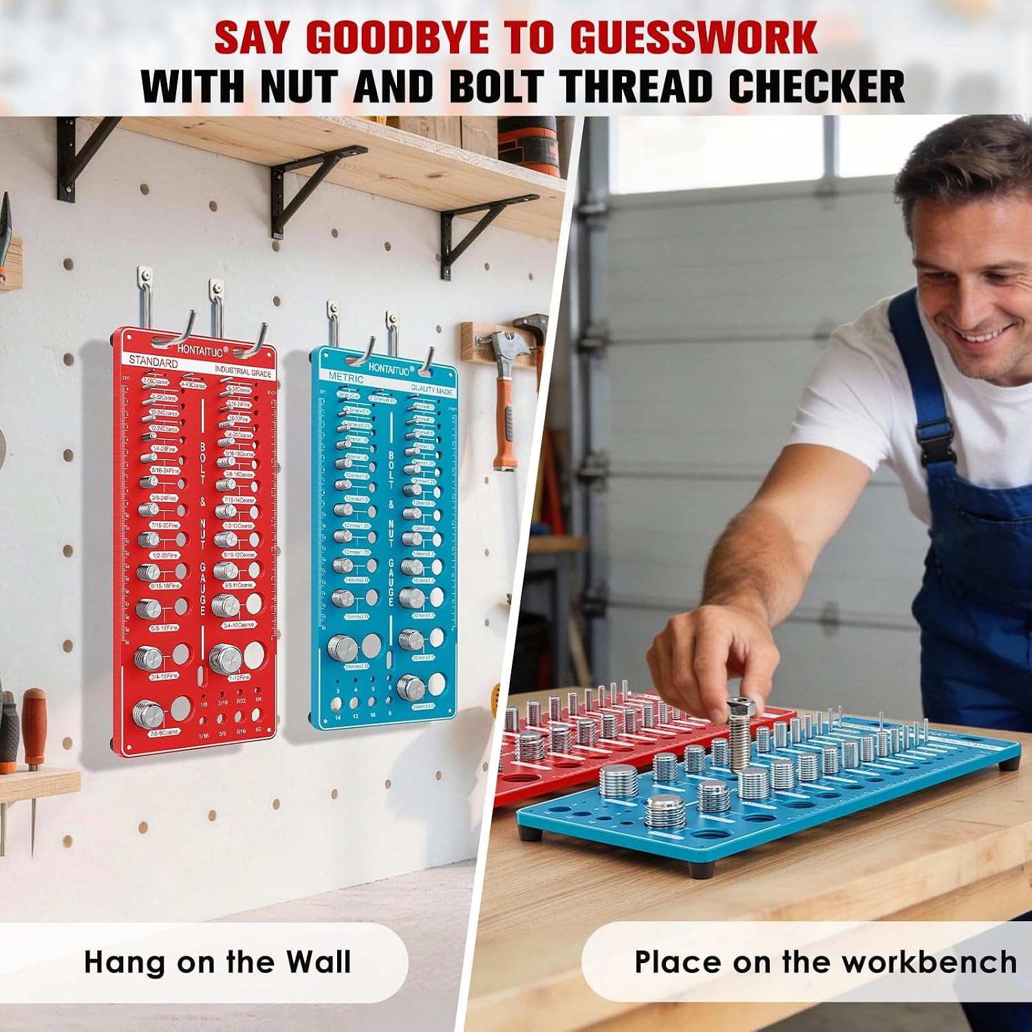 68 Nut & Bolt Thread Checker, Standard/Metric, 26+26 Bolt & 16 Drill Gauge