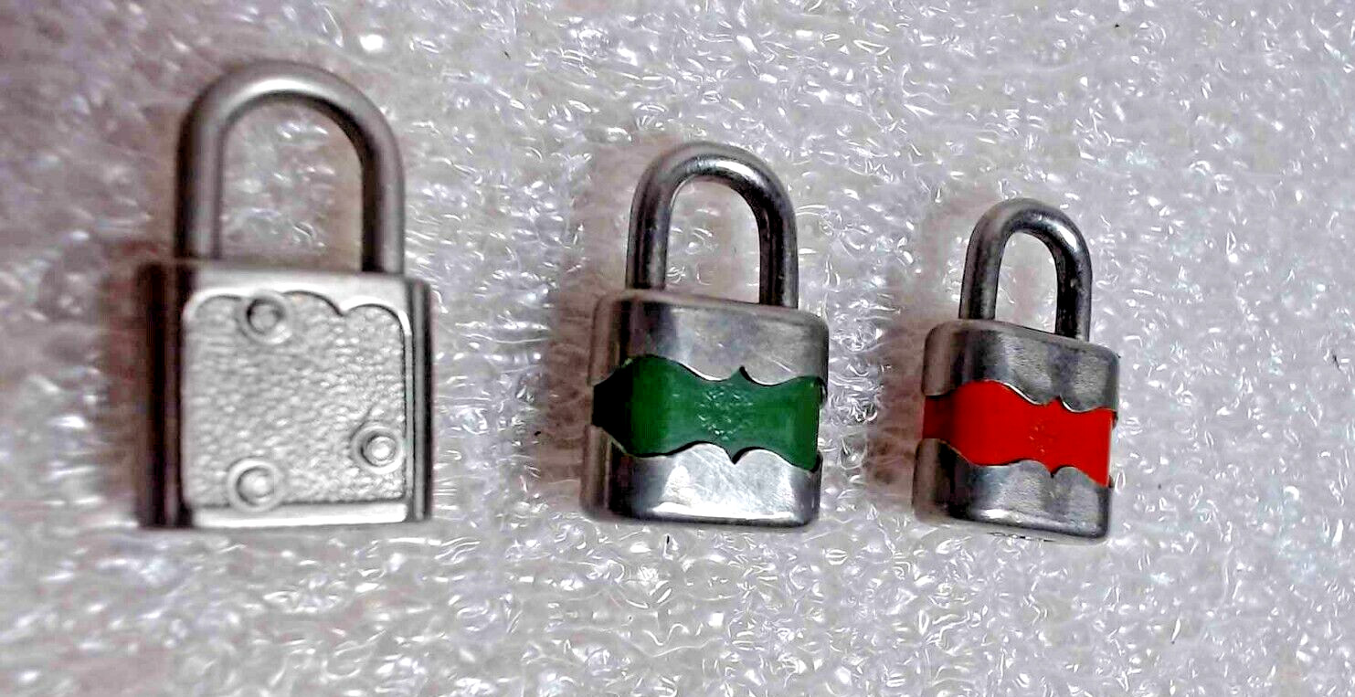 PADLOCKS Green RED and Chrome one key fits all Made in Germany vintage (Three)
