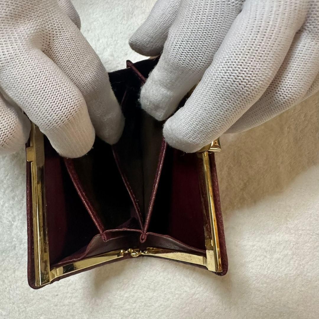 Valentino Garavani Coin Purse Vintage Wallet Burgundy Leather Used 8x12cm