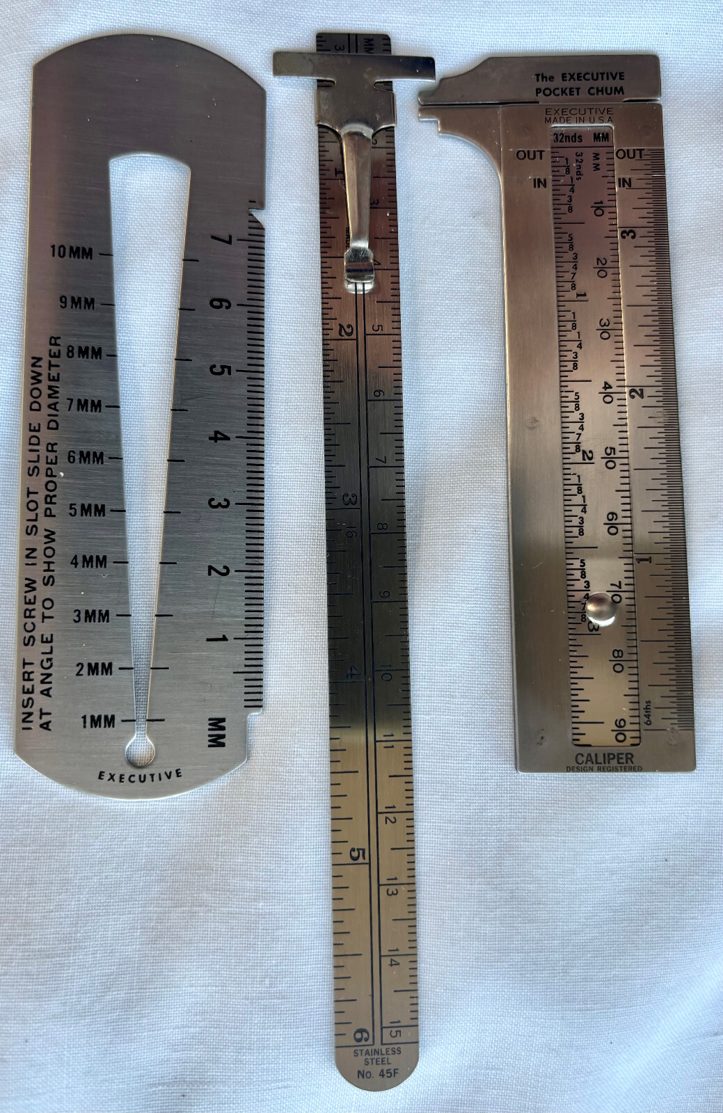 GM 1973 Executive Pocket Chum Vintage Set: Calipers, Screw Gauge, Multi-Ruler