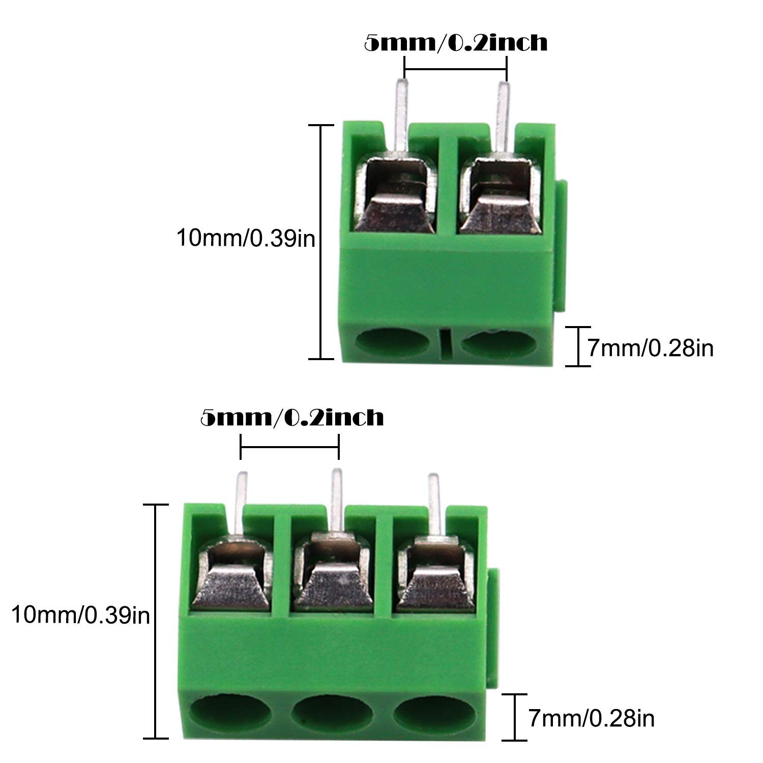 Tnisesm/60pcs 2 Pin & 3 Pin 5mm/0.2inch Pitch PCB Mount Screw Terminal Block …