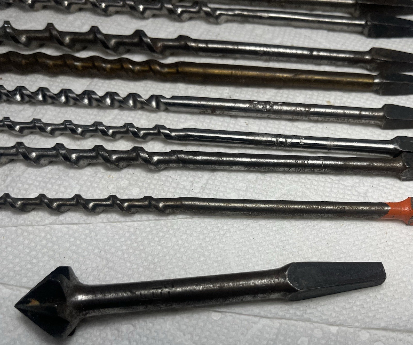 Vintage Mixed Lot Of 14 Various Bits Auger Drill Bits USA Craftsman, Irwin, etc