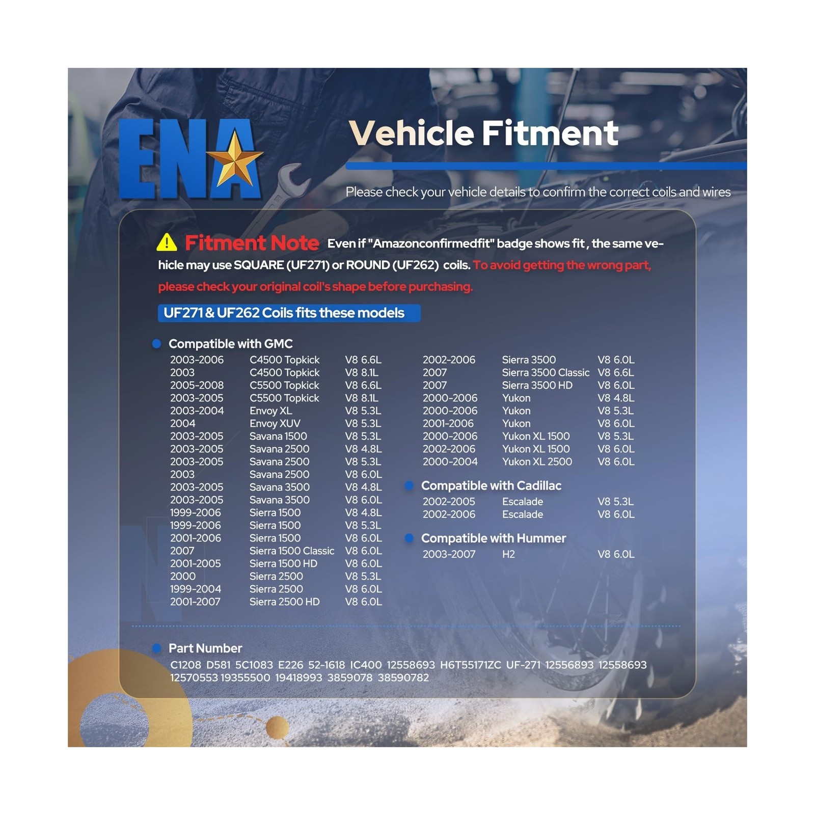 ENA Set of 8 Red Square Ignition Coil Pack Compatible with Cadillac… Fast Ship