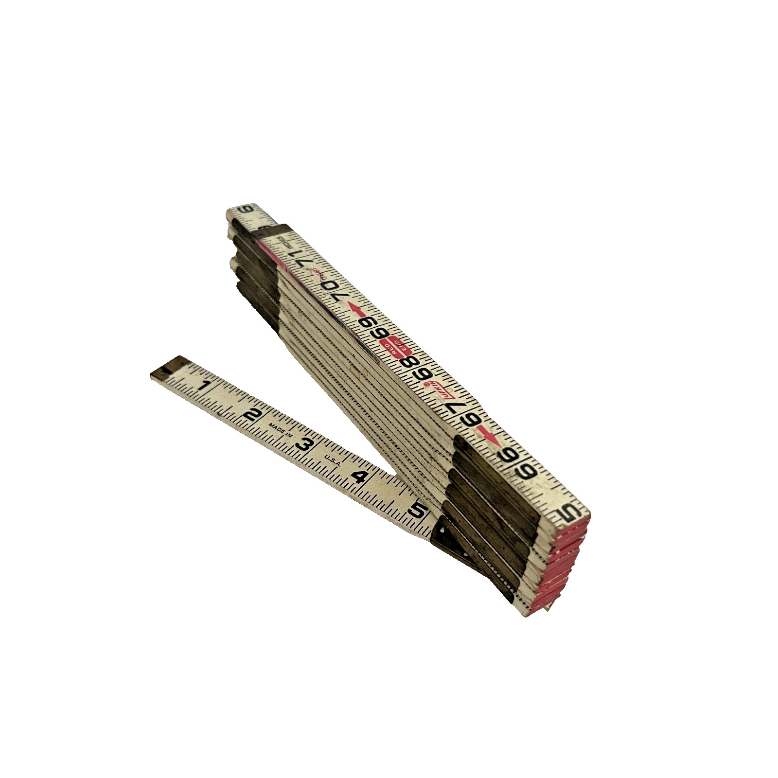 Vintage Lufkin No. 1206 72″ Aluminum Folding Ruler Brass Joints USA Carpenter