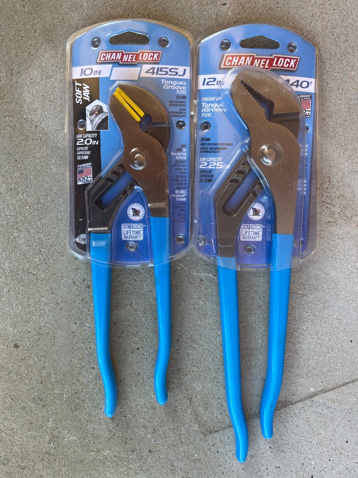2 Channel Lock Tongue & Groove Pliers: Soft Jaw 415SJ & 440 Straight Jaw (New)