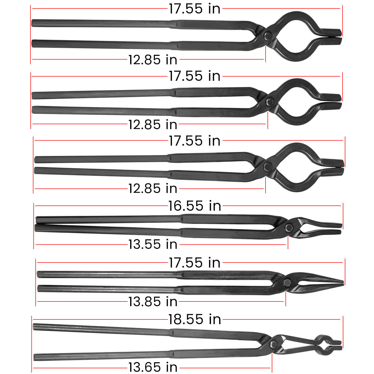 6pcs Beginner Blacksmith Forge Tong Set for Knife Making Tools Professinal Black