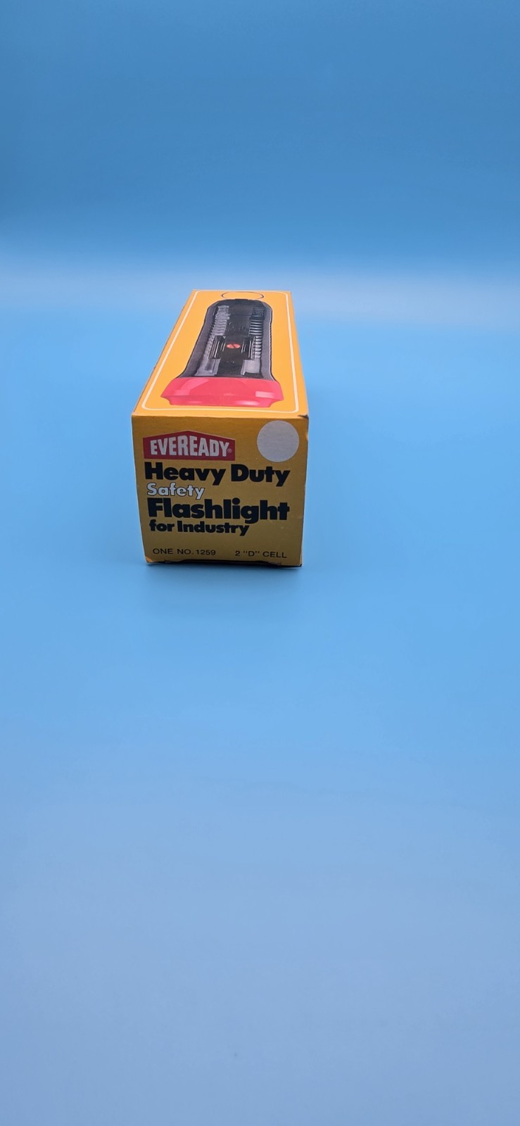 Vtg. Eveready Black/Red Industry Safety Flashlight 8″ 1259 USA, New Old Stock