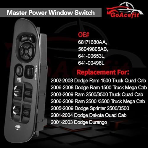 Driver Side Master Power Window Switch with Bezel for 2002-2009 Dodge Ram 1500