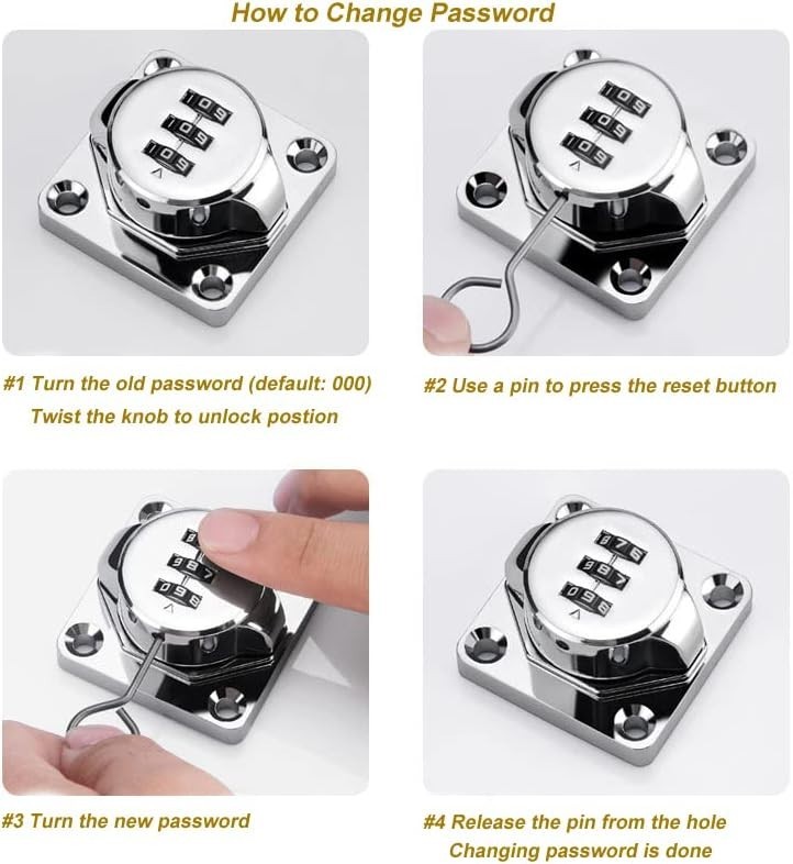 Keyless 3-Digit Combination Lock for Cabinet – Black