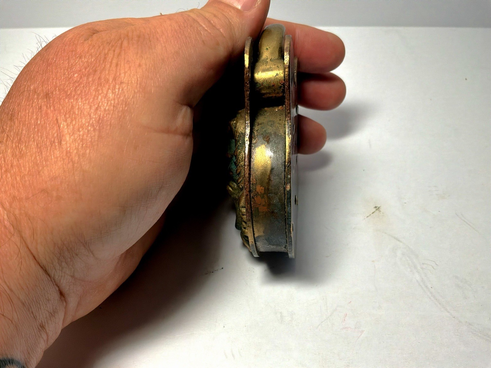 Antique Patent 1896 Large Lion Head #3 Brass Padlock Lock No Key
