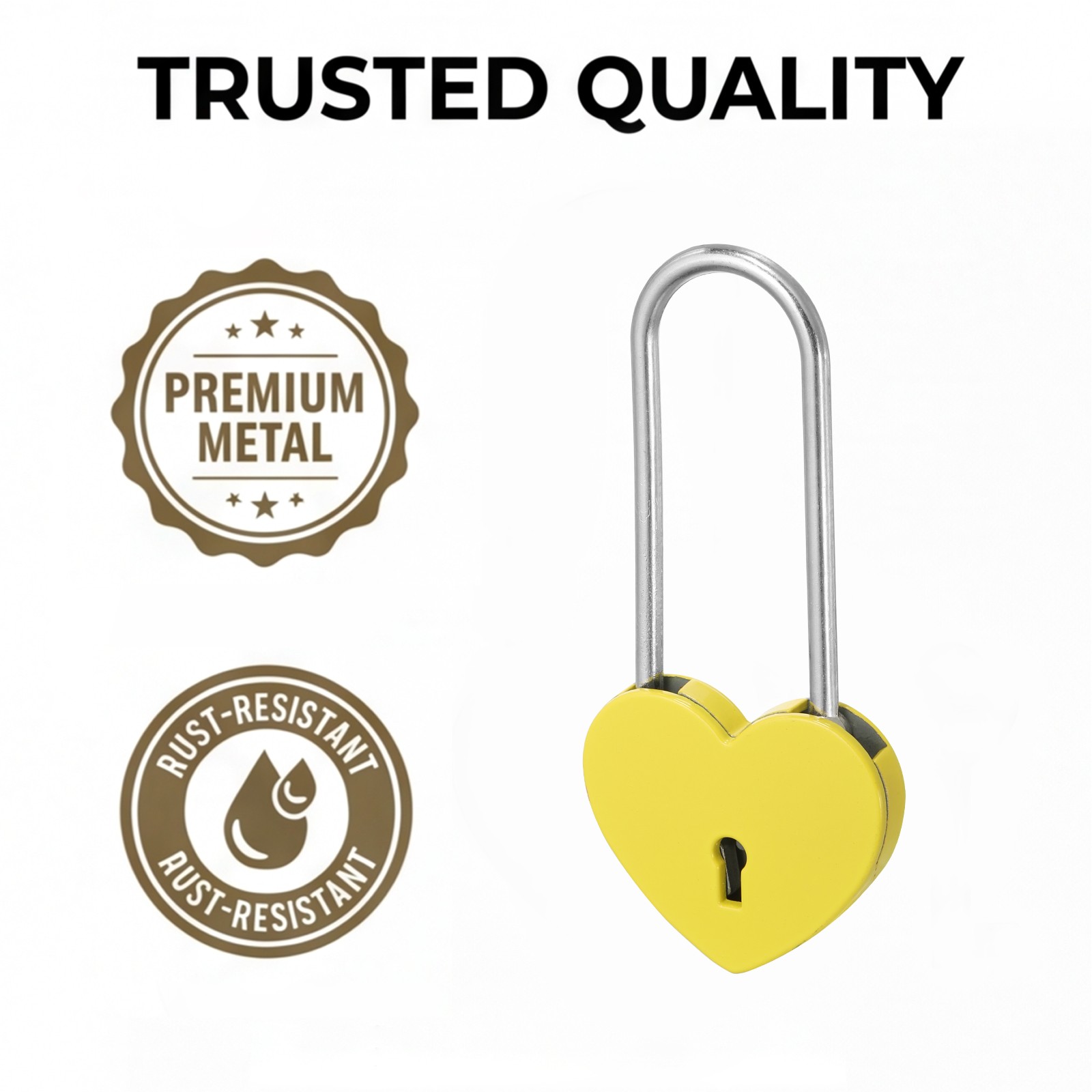 10 Pcs 45x100mm Alloy Steel Heart Padlock with Keys Love Locks Yellow