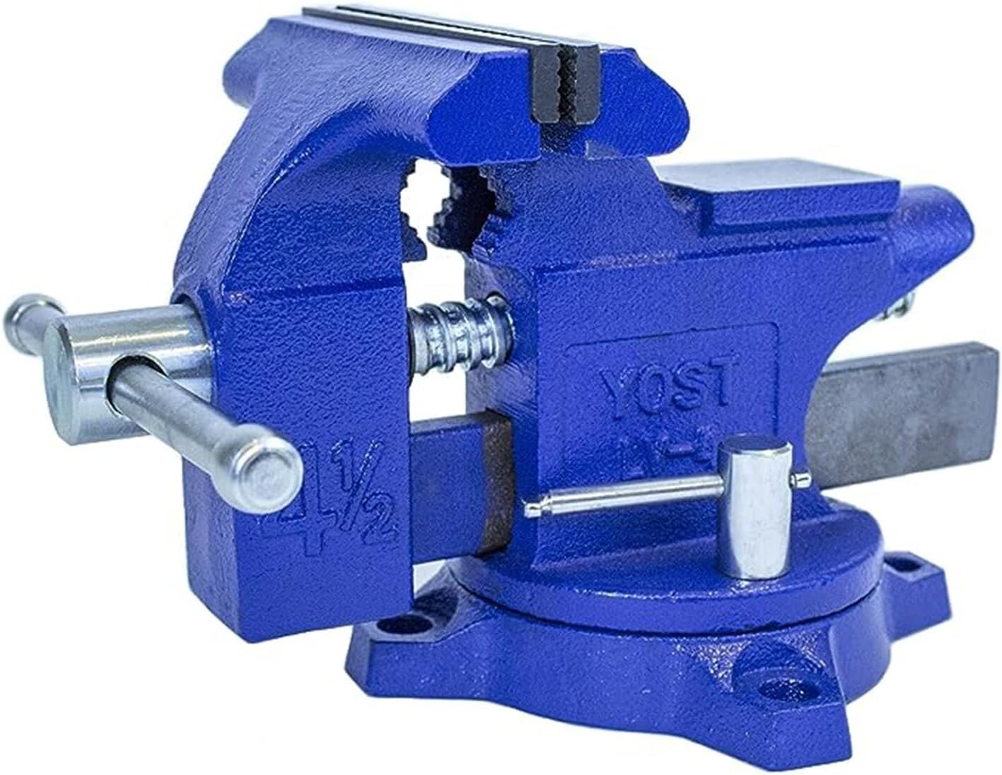 Vises LV-4 Homeowner’s Vise: 4.5 Inch Jaw Width, Blue Swivel Base for Stability