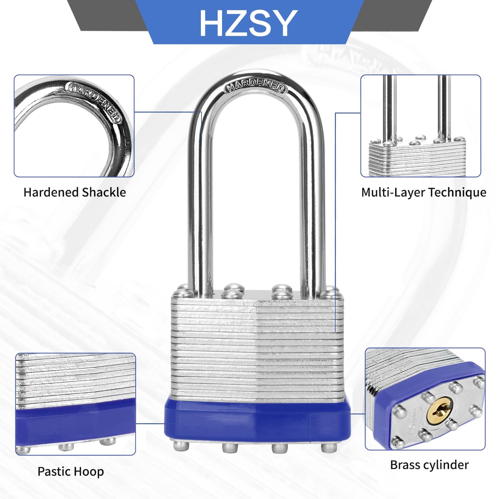 Padlocks Keyed Alike, Pack of 6, Laminated Steel Keyed Lock (1-9/16″, 40mm), …