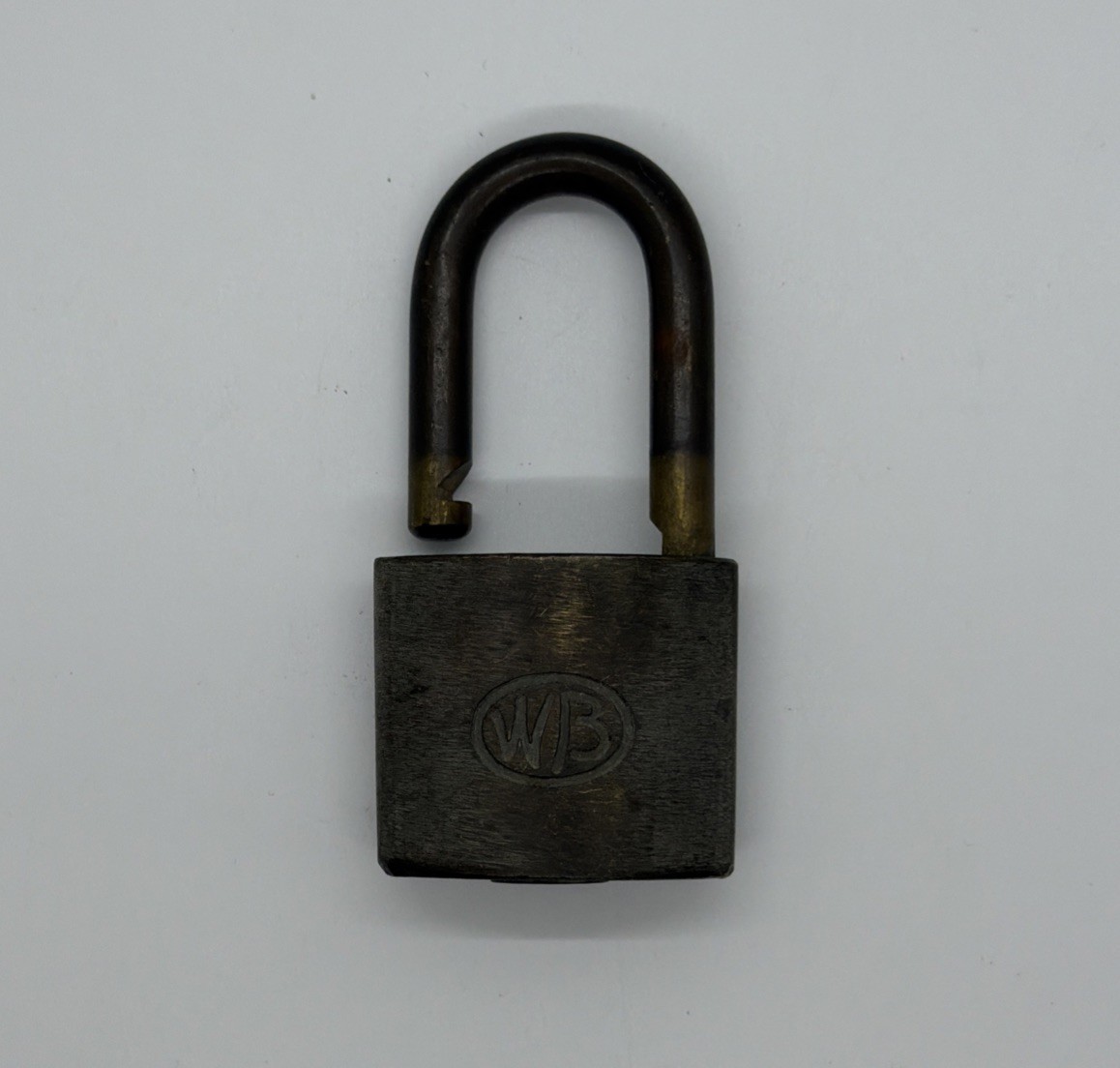 vintage wilson bohannon solid brass padlock stamped PG&E (UNLOCKED)(KEYLESS)