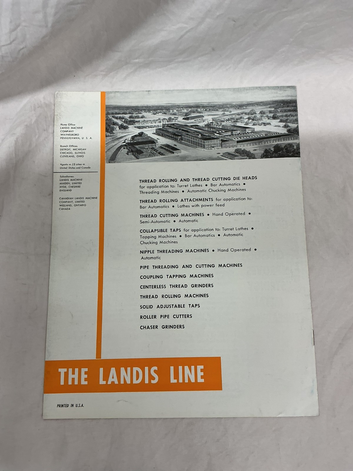 January 30 1960 Landis Machine Company Thread Tips Bulletin Brochure Pamphlet