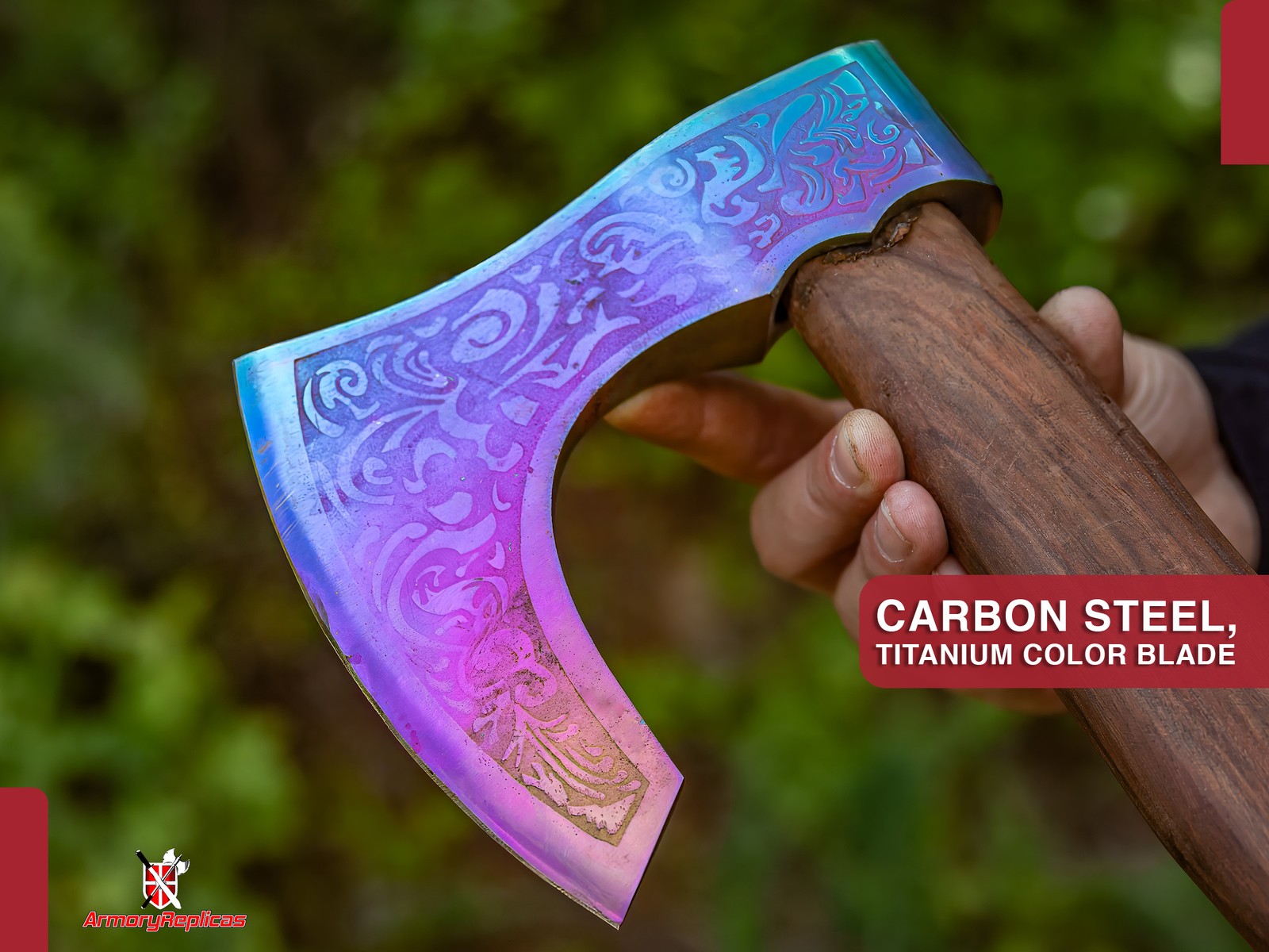 Handmade Ancient Traditions Medieval Viking Bearded Battle Axe -Titanium Colored