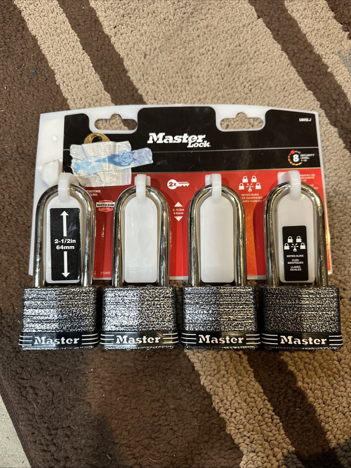 Master Lock 580QLJ Keyed-Alike 2-1/2″ Weather Resistant Padlocks 4-Pack – NEW
