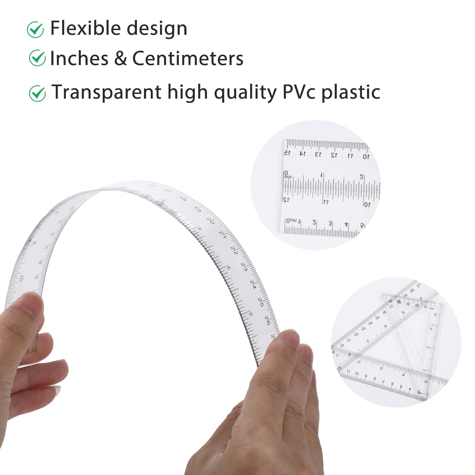 6 pcs Clear Ruler Protractor Rule Set, Includes 12 Inch 6 Inch Straight Ruler…