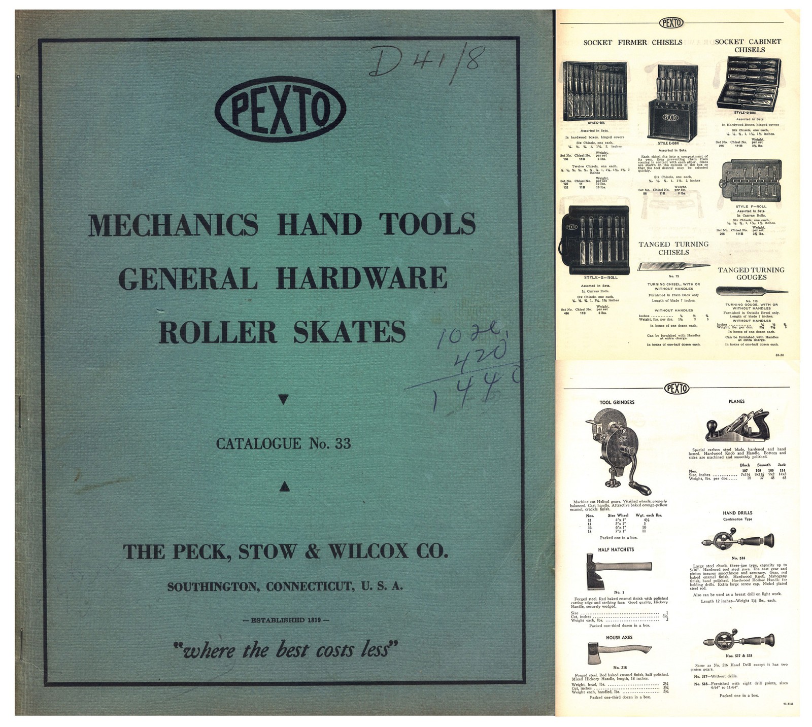 Peck, Stow & Wilcox Co., Southington – Catalog No. 33, ca. 1941 – 46 Pages