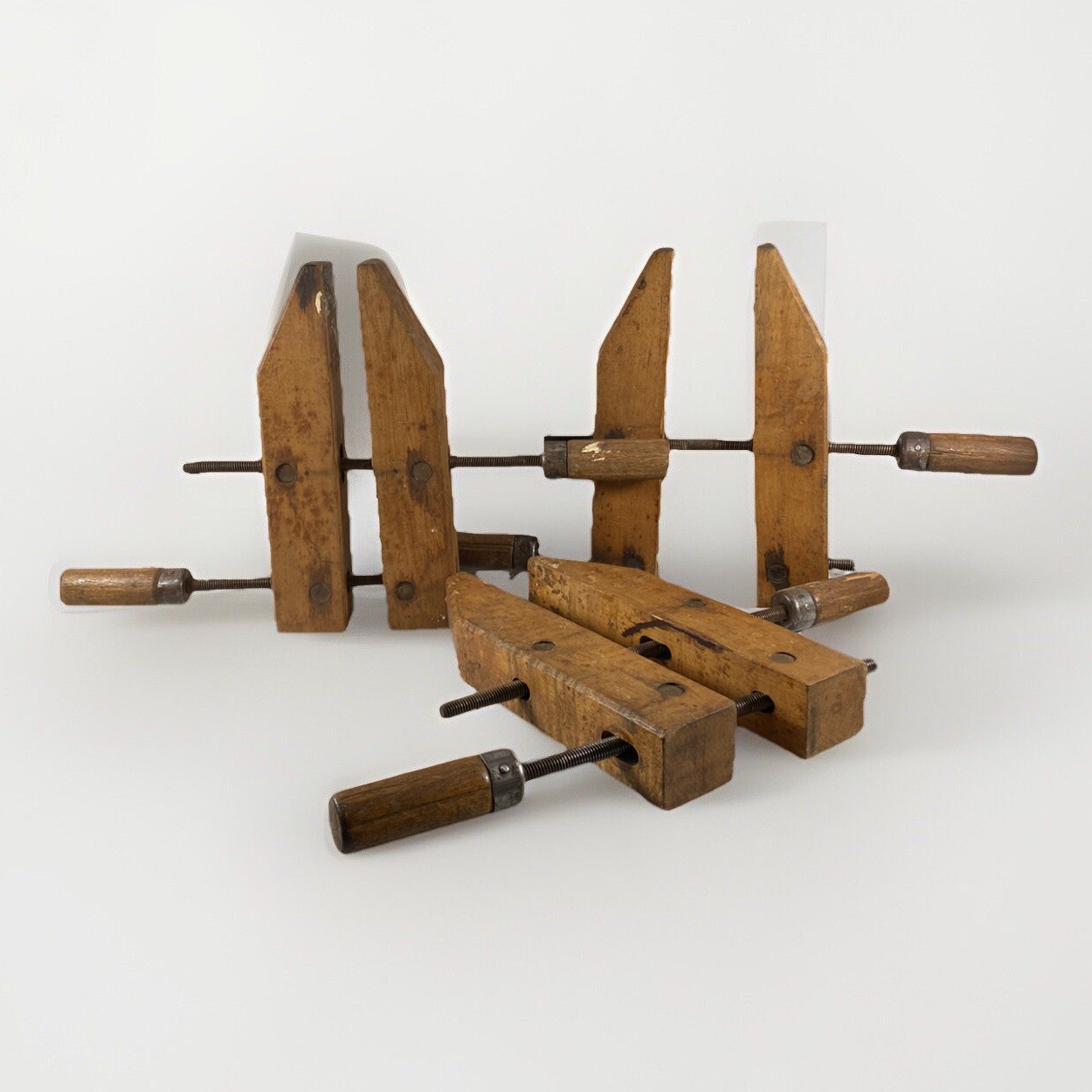 (3) Vtg Hargrave 710 Wooden Clamps 10” Jaws Cincinnati Tool Co. 6” Capacity