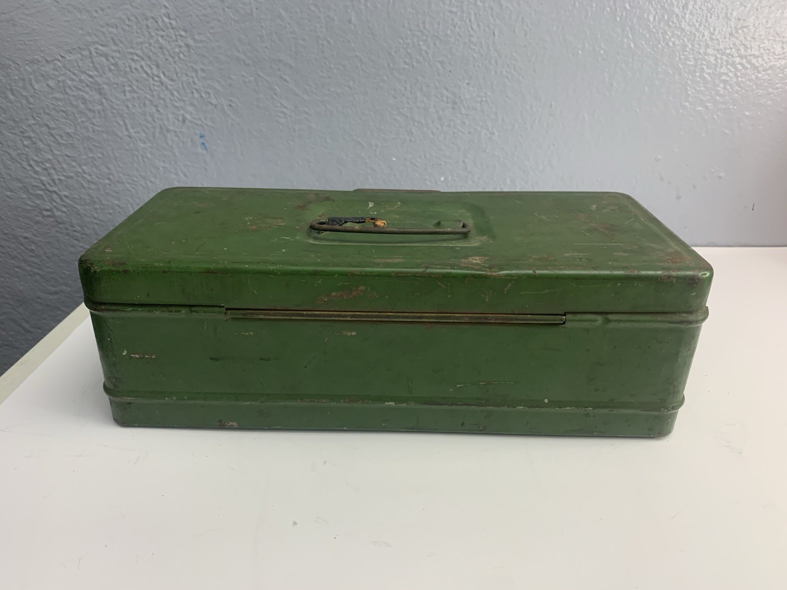 Vintage Climax Green Metal Tackle Box Loaded with Tackle Patina Wear Good