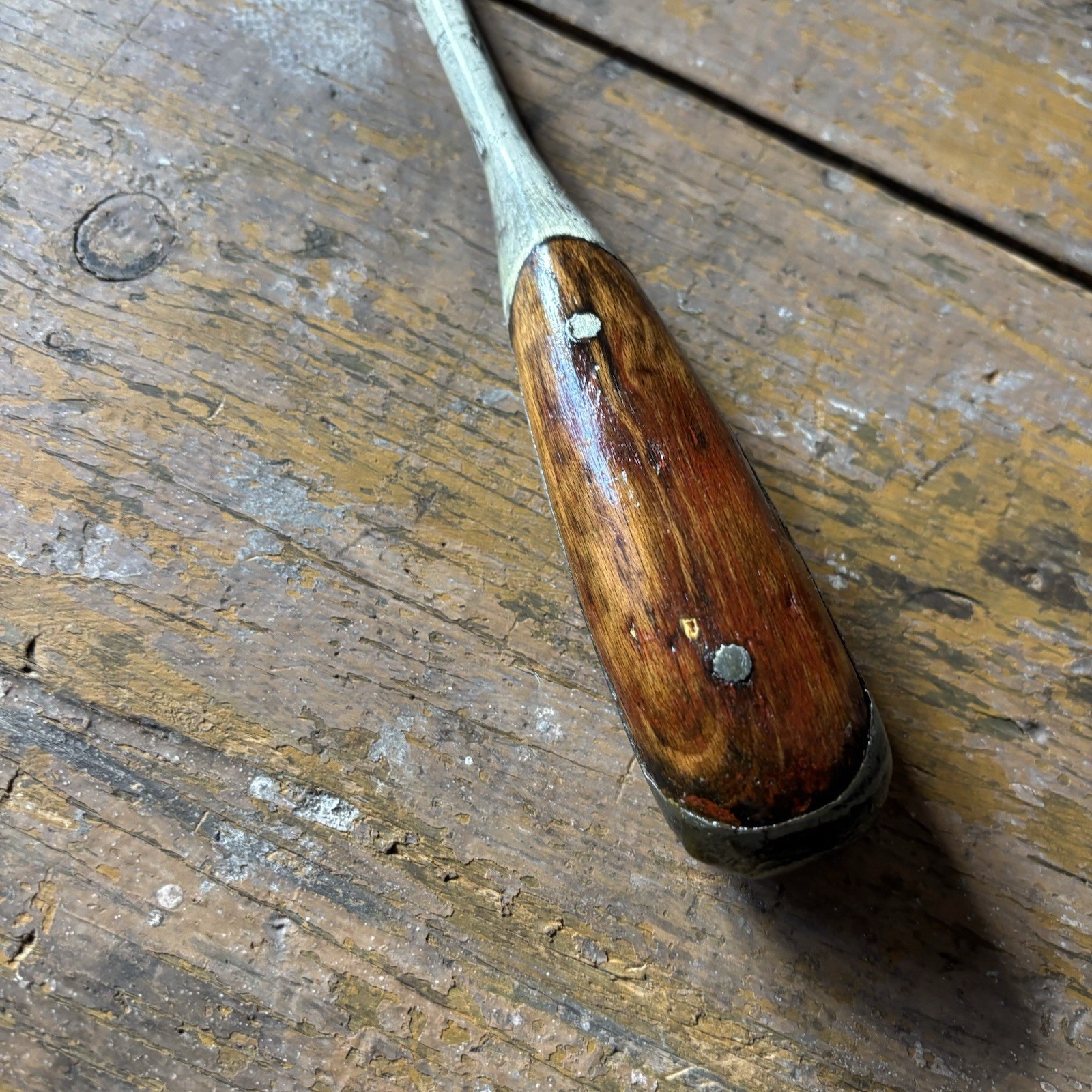 Vintage Lenox Number 6 Flat Head Screw Driver Two Piece Wood Handle As Is BENT