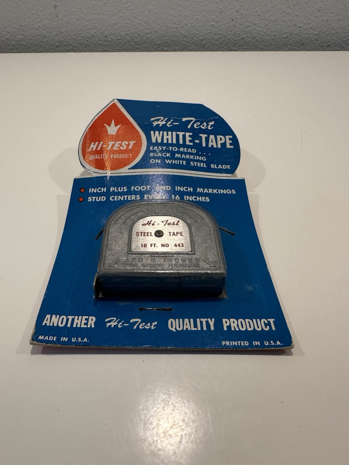 VINTAGE *NEW* Hi-Test 10ft Inches/Feet White Measure Tape USA