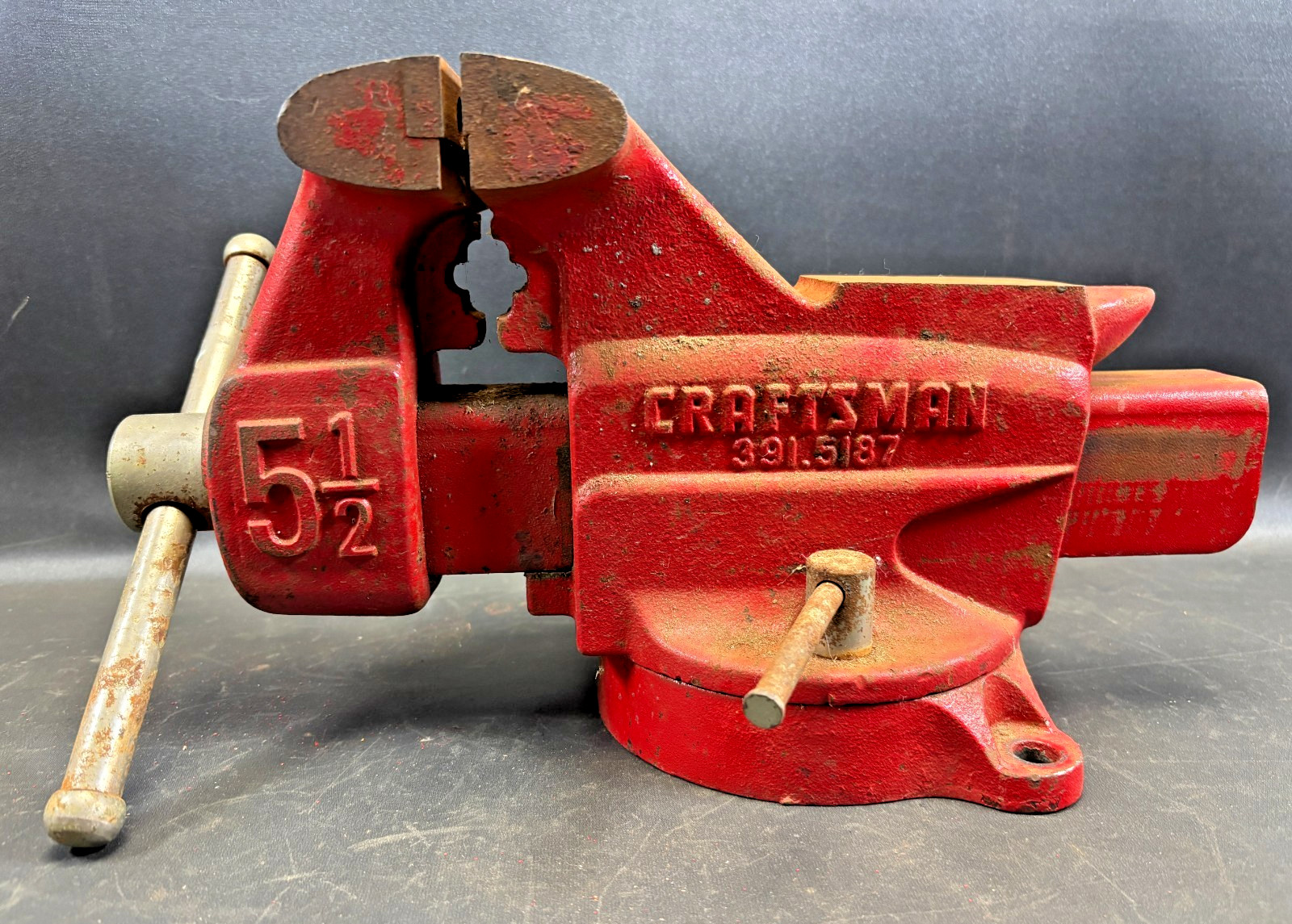 VTG Craftsman No. 51871 Swivel Bench Vise 5-1/2″ Jaws Heavy Duty USA