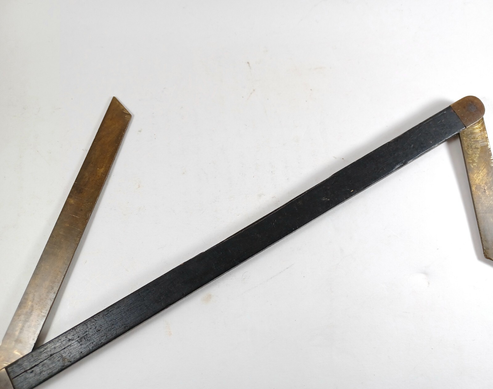 Antique Brass & Ebony Wood Shipwright’s Bevel Tool, 12″