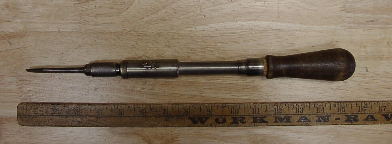 Antique Yankee North Bros No.130 Ratcheting Screwdriver,12″,Multiple Pat. Dates