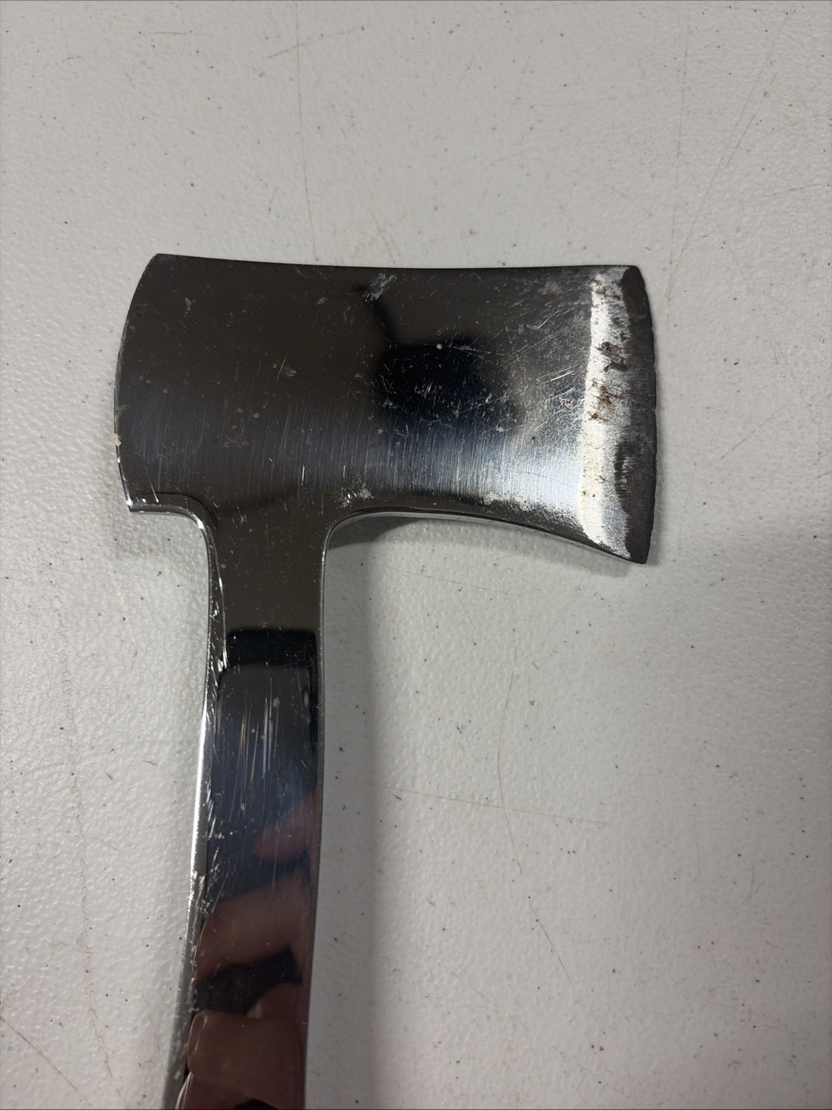 Vintage Kabar Hatchet Camp Axe Chrome Stacked Leather Handle 2 3/8″ Blade USA