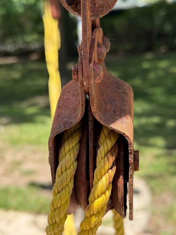 Vintage Durbin-Durco Rope Hoist Pulley Block & Tackle Farm Industrial Decor