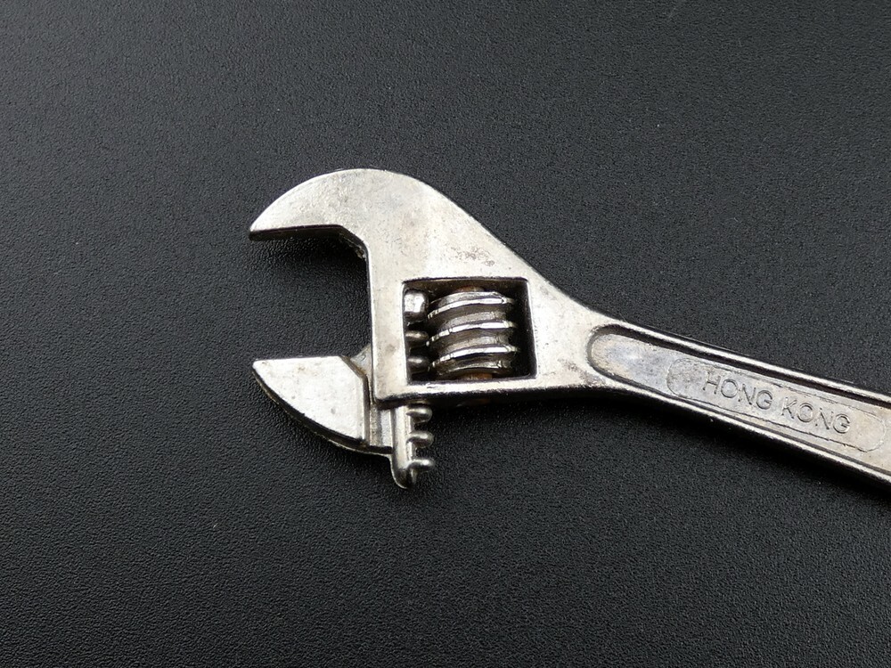 Vintage Mini Crescent Wrench Key Chain Made in Hong Kong