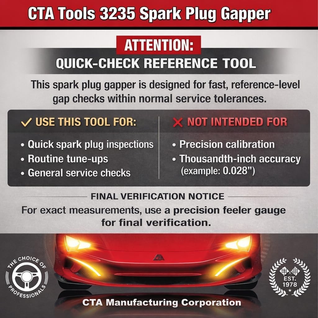Quick-Check Spark Plug Gapper Tool: Light-Weight Plated Steel for Every Vehicle